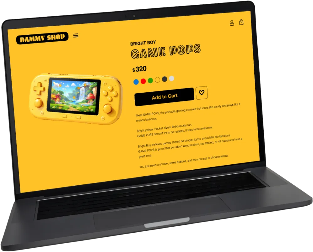 Shopify product page PC example