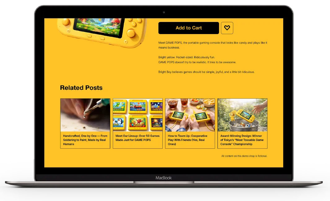 WordPress posts shown on PC product page